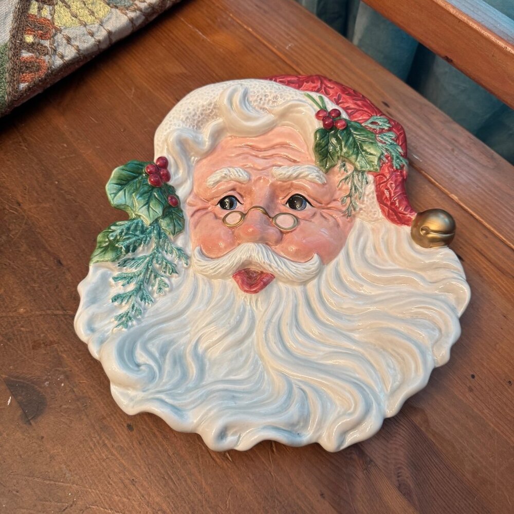Vintage Fritz & Floyd Classic Old Fashioned Chirstmas Santa Canape / Wall Plate